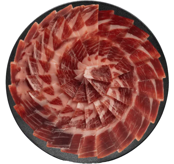 Beautifully arranged Jamón Ibérico de Bellota on a plate — perfect gift